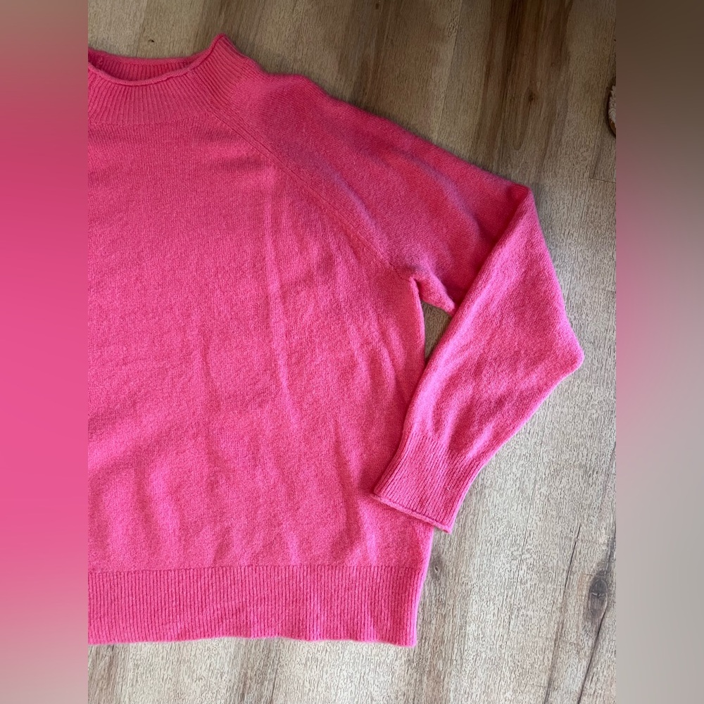 J crew roll neck super soft wool alpaca blend pink sweater size large - Picture 3 of 5